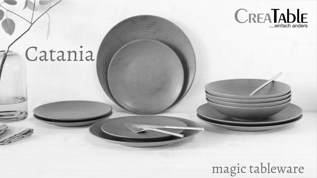 Tafelservice Catania Eukalyptus, 12--Teilig., Grün - Grün, Basics, Keramik - Creatable