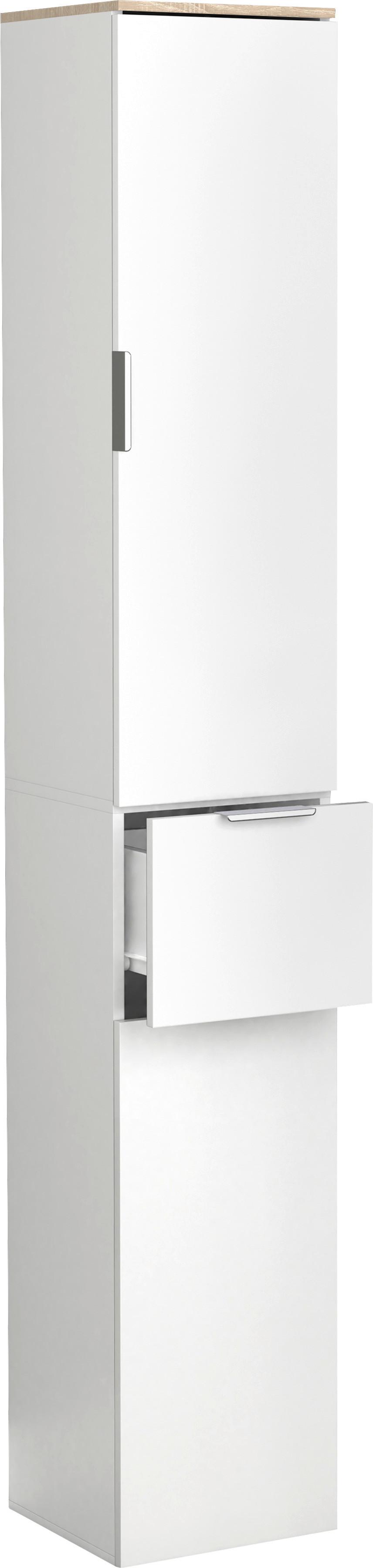 Hochschrank Donali Weiß/Eiche Dekor B:30cm - Weiß/Sonoma Eiche, MODERN, Holzwerkstoff (30/190/30cm) - MID.YOU