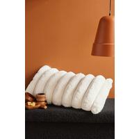 KOŽEŠINOVÝ POLŠTÁŘ MOKA CUSHION CREAM - bílá, textil (30/60cm)