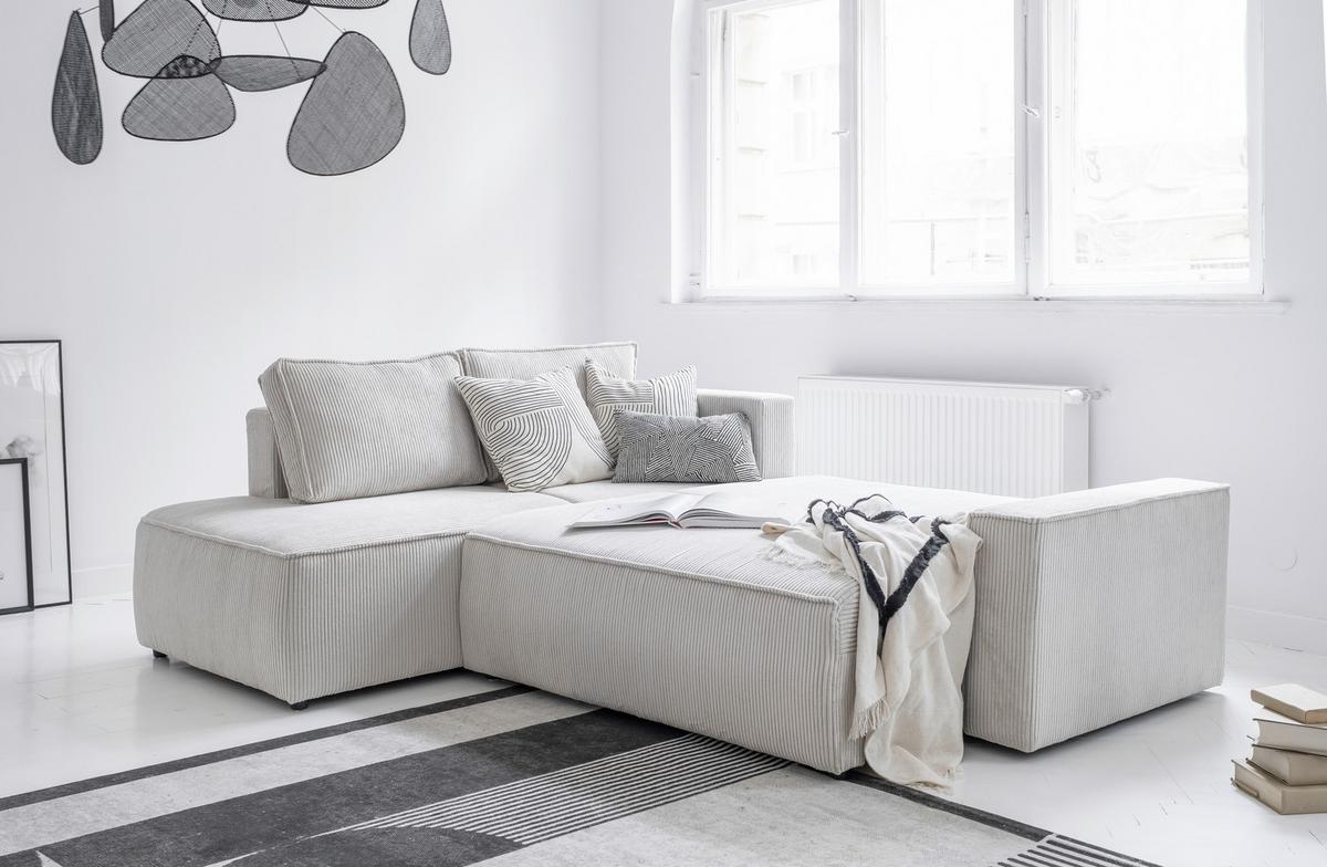 Sedačka Oliver, levá, béžová barva - černá/béžová, Design, textil/plast (194/247cm) - MID.YOU