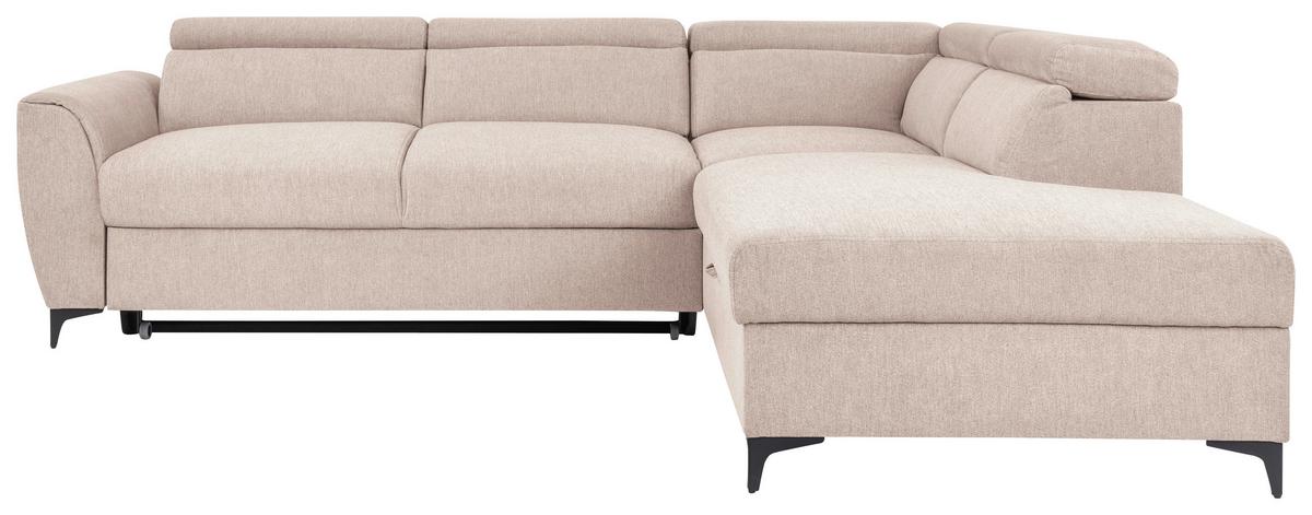 Ecksofa Lapis Creme S: 255/217 cm - Creme/Schwarz, KONVENTIONELL, Textil (255/217cm) - MID.YOU