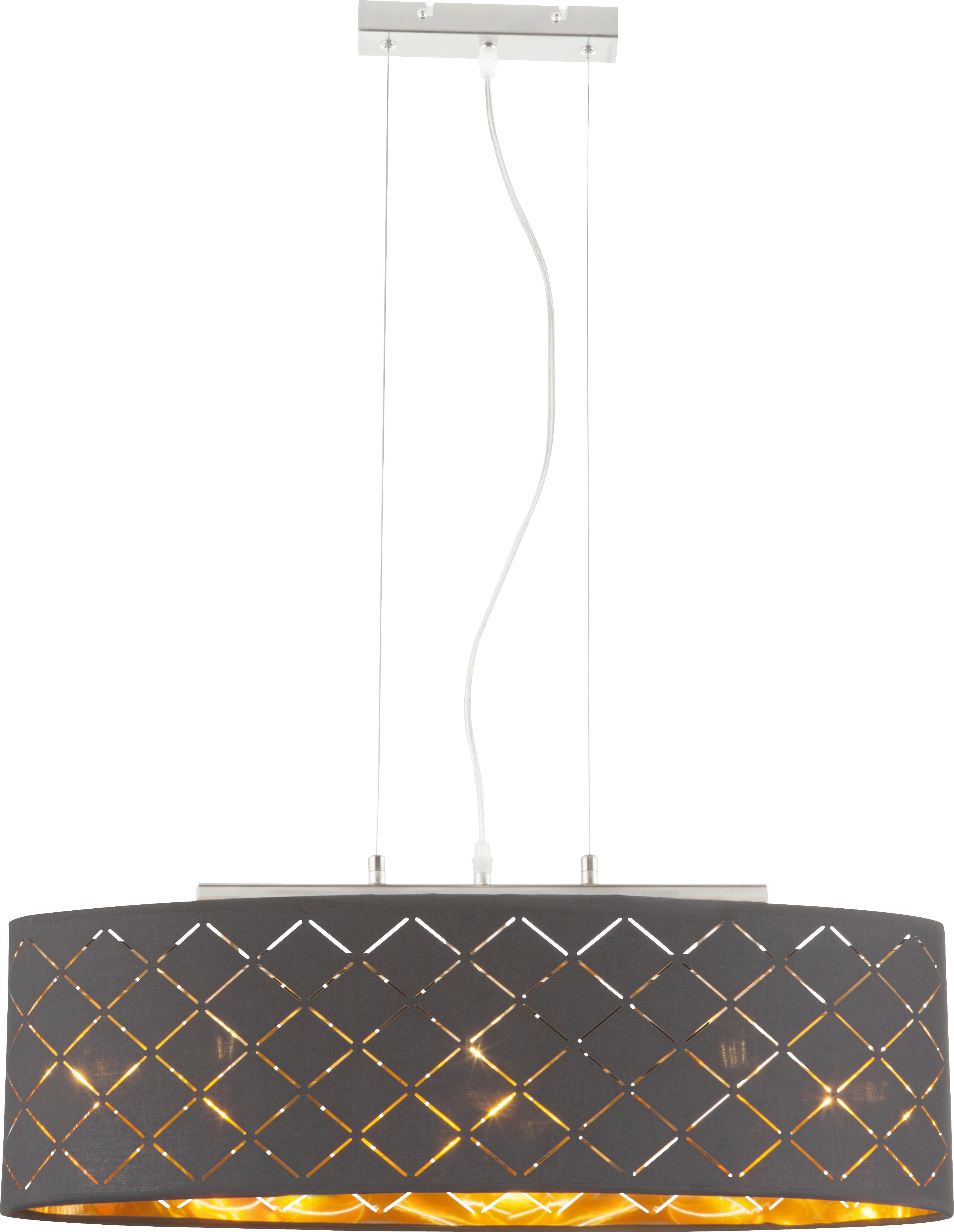 Hängeleuchte 15229h2lm - Goldfarben/Schwarz, Basics, Textil/Metall (65/25/140cm) - Globo
