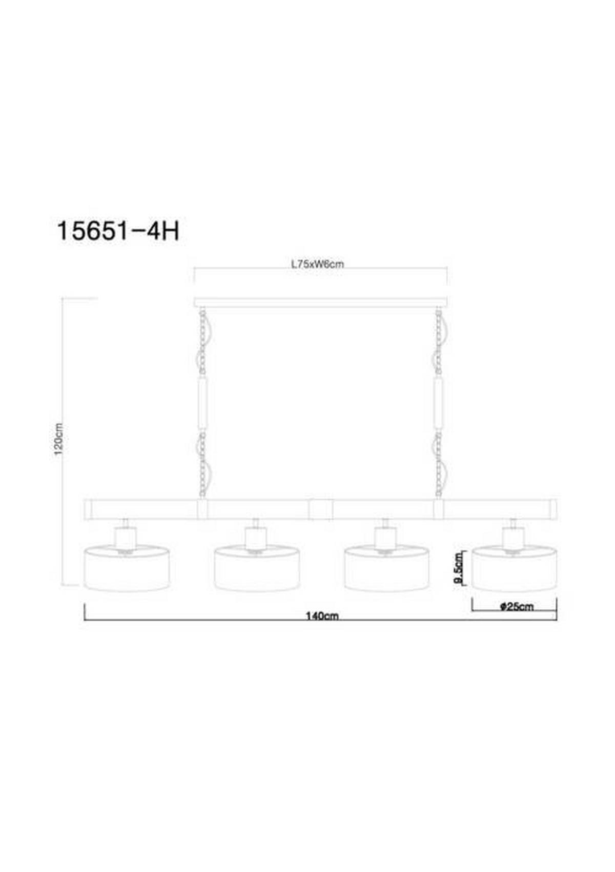 Hängeleuchte 15651-4h - Dunkelbraun/Goldfarben, Natur, Holzwerkstoff/Kunststoff (140/25/120cm) - Globo