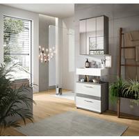 Badezimmer Blake Weiß Hg B: 60 cm - Weiß Hochglanz/Schwarz, MODERN, Glas/Holzwerkstoff (60cm) - MID.YOU