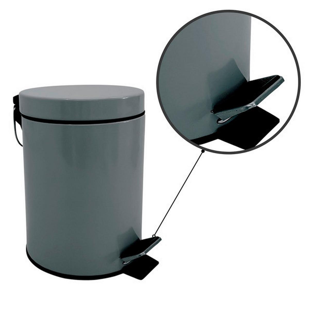 Kosmetikeimer Unis 3l Dunkelgrau Metall Dxh 17x25 - Dunkelgrau/Schwarz, Basics, Kunststoff/Metall (17/25cm)