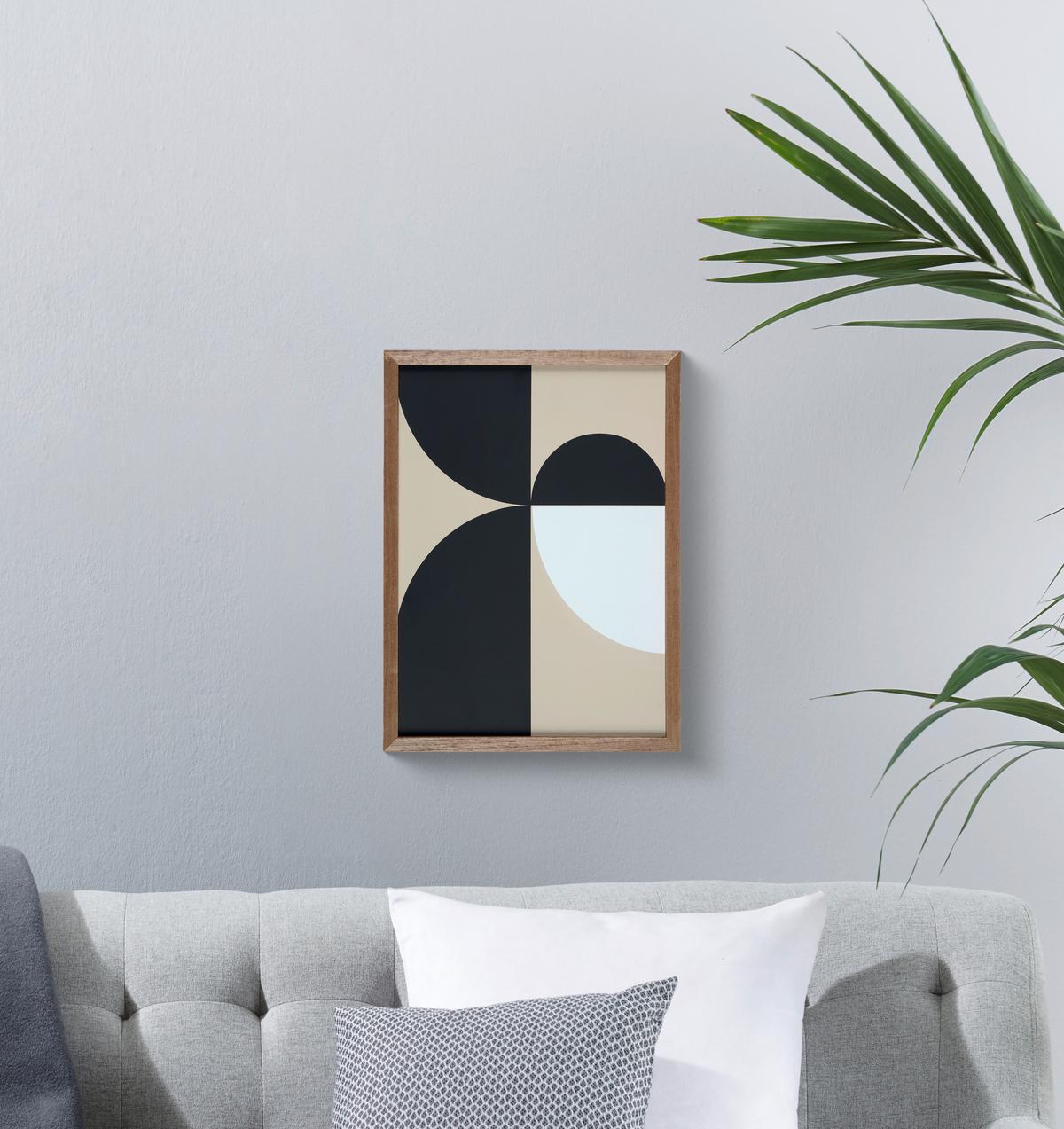 Nástěnná dekoráce Clea - černá/béžová, Basics, dřevo/papír (30/40/1,5cm) - Modern Living