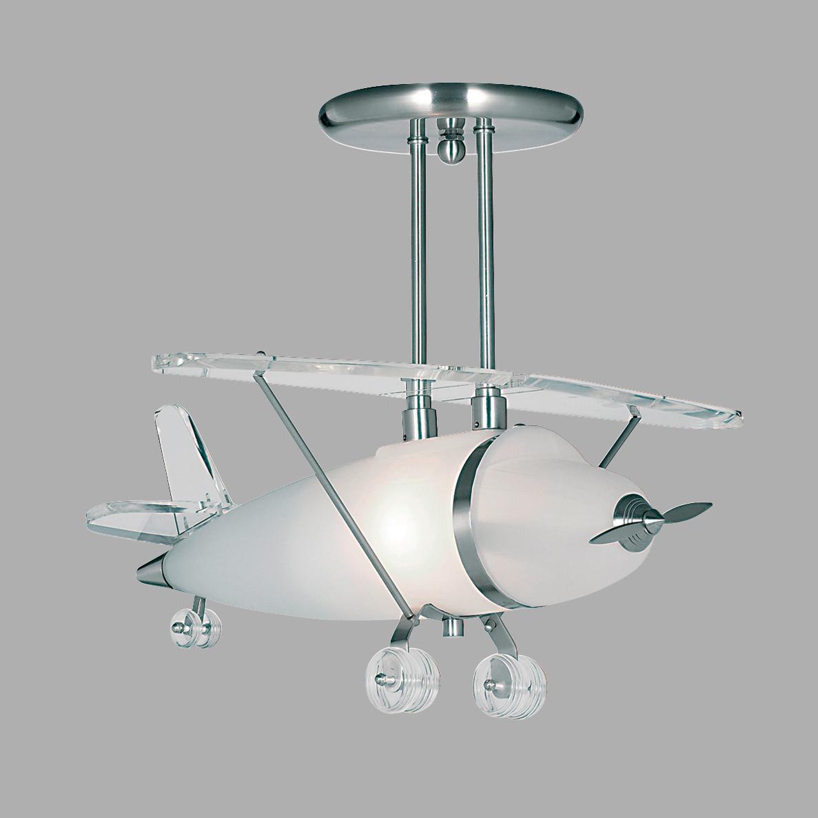 Kinderhängeleuchte Novelty Airplane 737 - Silberfarben, Trend, Glas/Kunststoff (49/47/39cm)