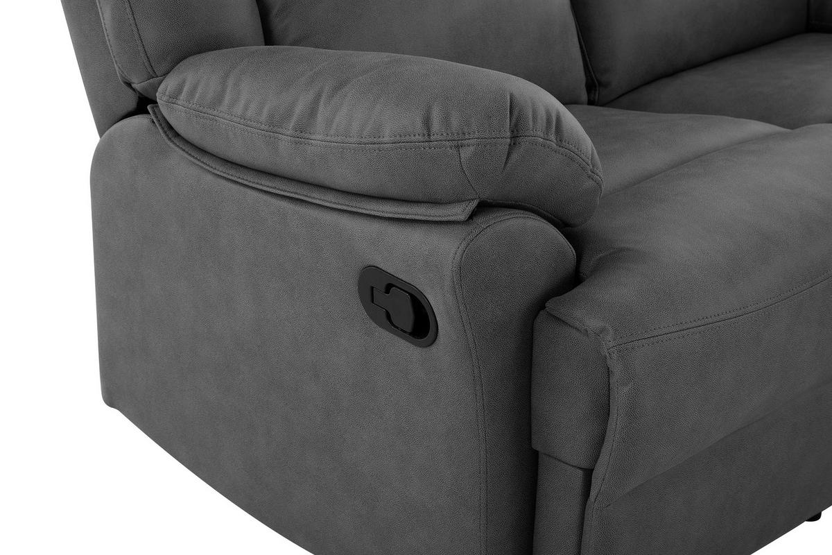Dvojmiestna pohovka CLARA, sivá, s relaxačnou funkciou - sivá, Basics, textil (145/103/93cm) - Livetastic