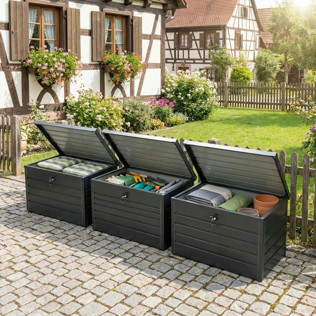 Kissenbox Volumen ca. 300 Liter - Anthrazit Hochglanz, Basics, Metall (100/61/62cm)