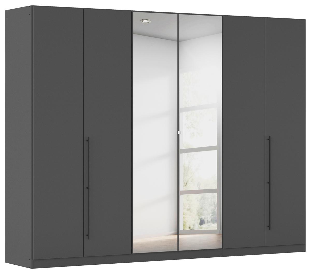 Kleiderschrank Safari mit Spiegel B: 271 cm - Grau, KONVENTIONELL, Holzwerkstoff (271/210/54cm)