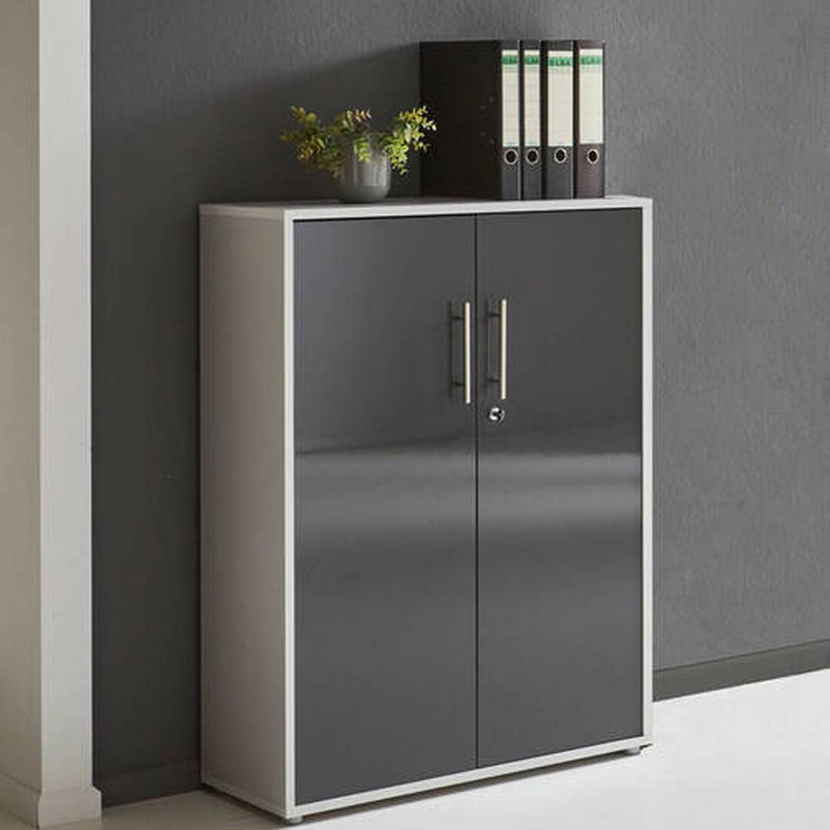 Aktenschrank Office Edition - Anthrazit Hochglanz/Grau, MODERN, Holzwerkstoff (84,5/114/33cm) - MID.YOU