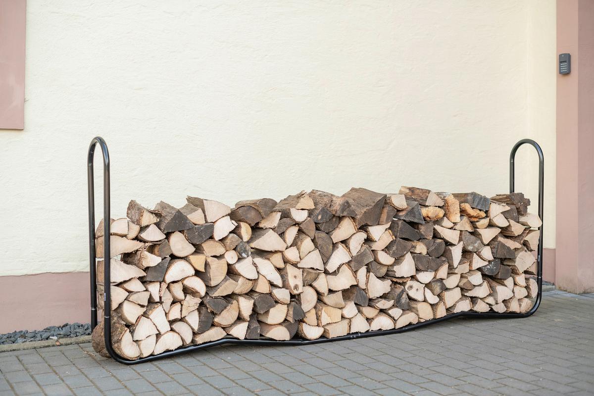 Regál na drevo 244cm - čierna, Basics, kov (244/99/25cm)