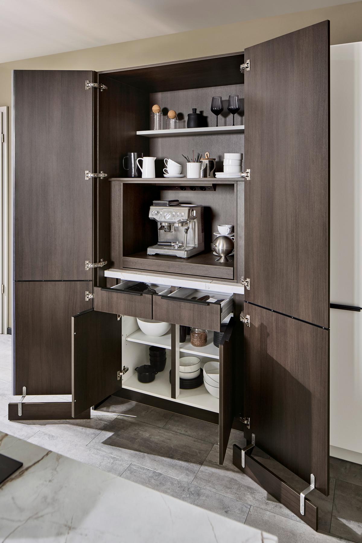 Einbauküche Ip 3150 - Nussbaumfarben/Weiß, MODERN, Holzwerkstoff (226,4cm) - Impuls