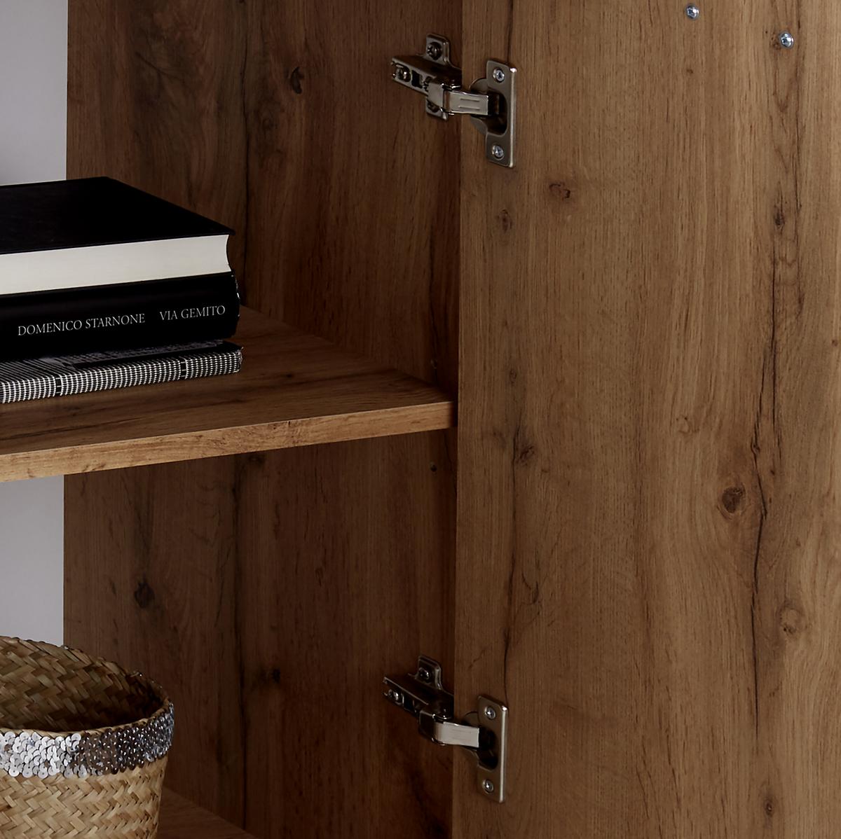 Kommode B 150cm Tom, San Remo Eiche Dekor/weiß - Eichefarben/Silberfarben, MODERN, Holzwerkstoff (150/105/40cm)