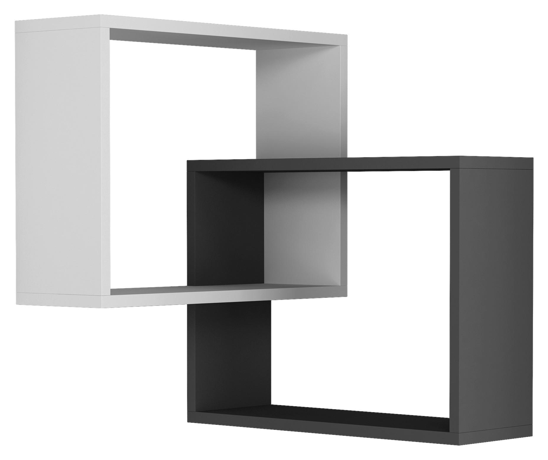 Wandboard Ring Eckregal - Anthrazit/Weiß, Design, Holzwerkstoff (60/68/20cm) - Livetastic