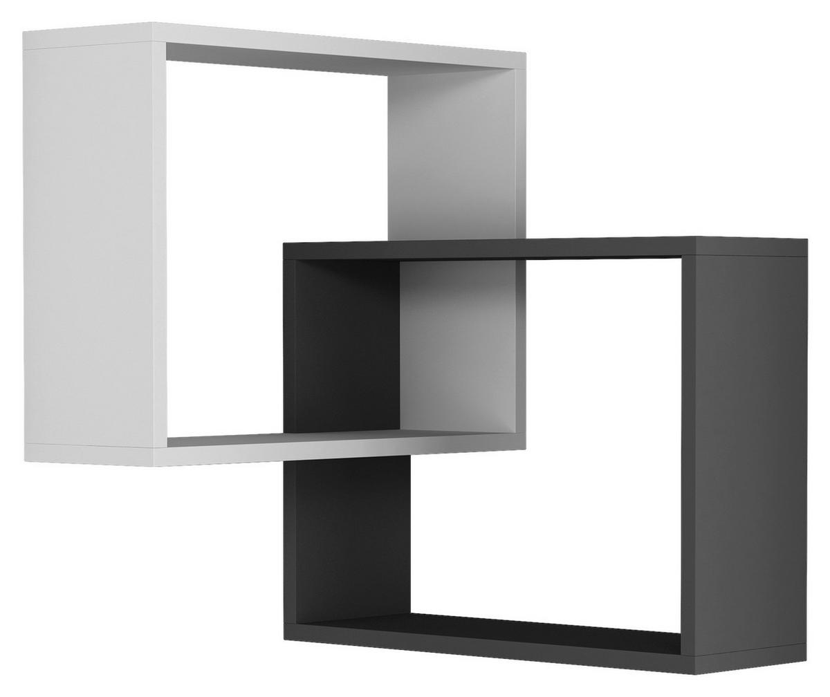 Wandboard Ring Eckregal - Anthrazit/Weiß, Design, Holzwerkstoff (60/68/20cm) - Livetastic