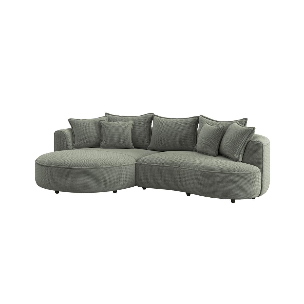 Rohová sedačka LEVI, levá, zelená, se 7 polštáři - černá/zelená, Moderní, textil/plast (168/287cm)