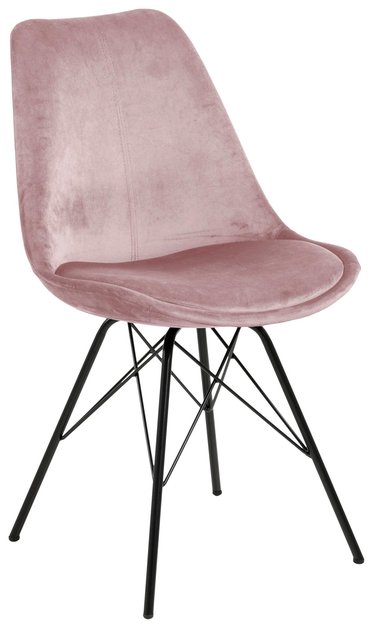 Jídelní židle ERIS samet - starorůžová/černá, Trend, kov/textil (48,5/85,5/54cm) - Carryhome