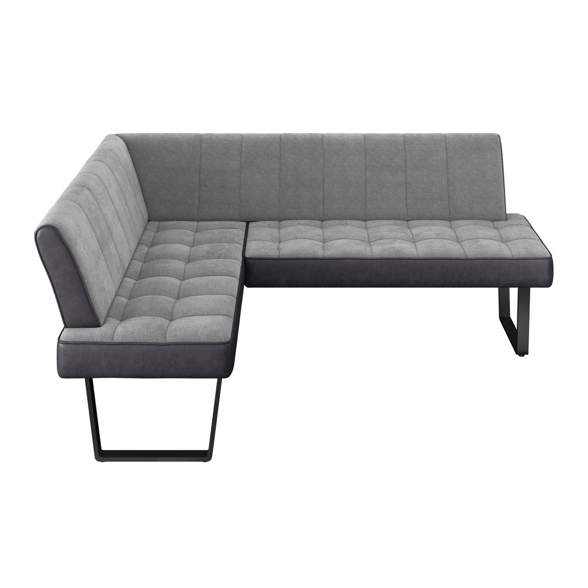 Eckbank Pag - Hellgrau/Schwarz, KONVENTIONELL, Textil/Metall (160/200cm) - MID.YOU