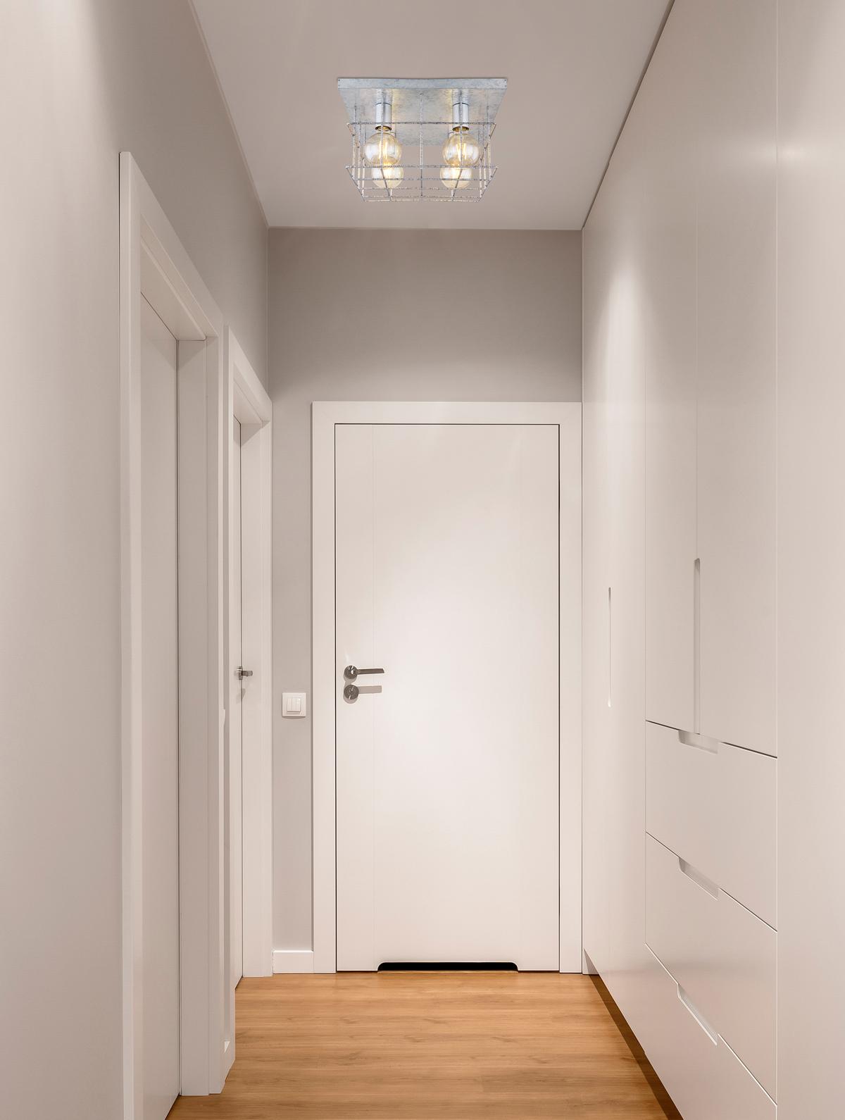 Deckenleuchte Merril L: 40 cm 4-Flammig aus Stahl - Zinkfarben, Design, Metall (40/40/26cm) - Globo