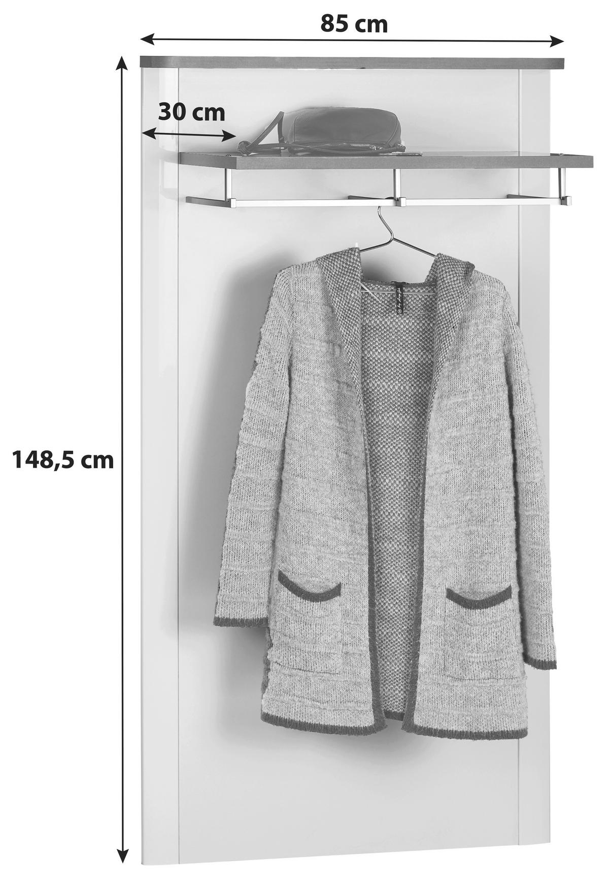 Vešiakový panel ALASSIO - biela, Modern, kompozitné drevo (85/148,5/30cm) - Luca Bessoni