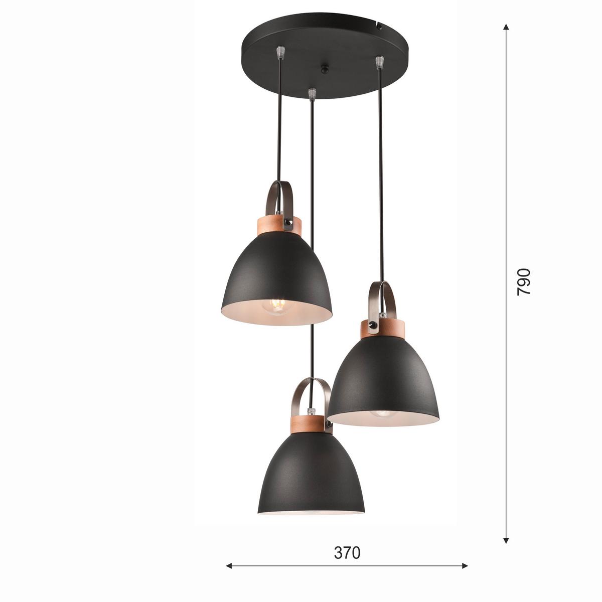 Pendelleuchte Danielle Graphitfarben D: 37cm - Graphitfarben, KONVENTIONELL, Holz/Metall (37/79cm)
