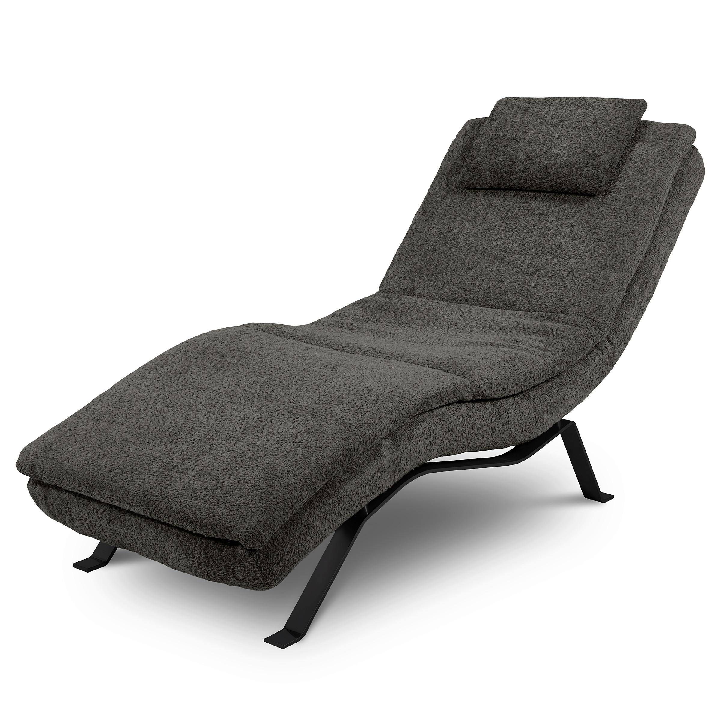 Relaxliege Black Anthrazit, B: 65cm - Anthrazit/Schwarz, Design, Leder (65/95/171cm) - Celina Home