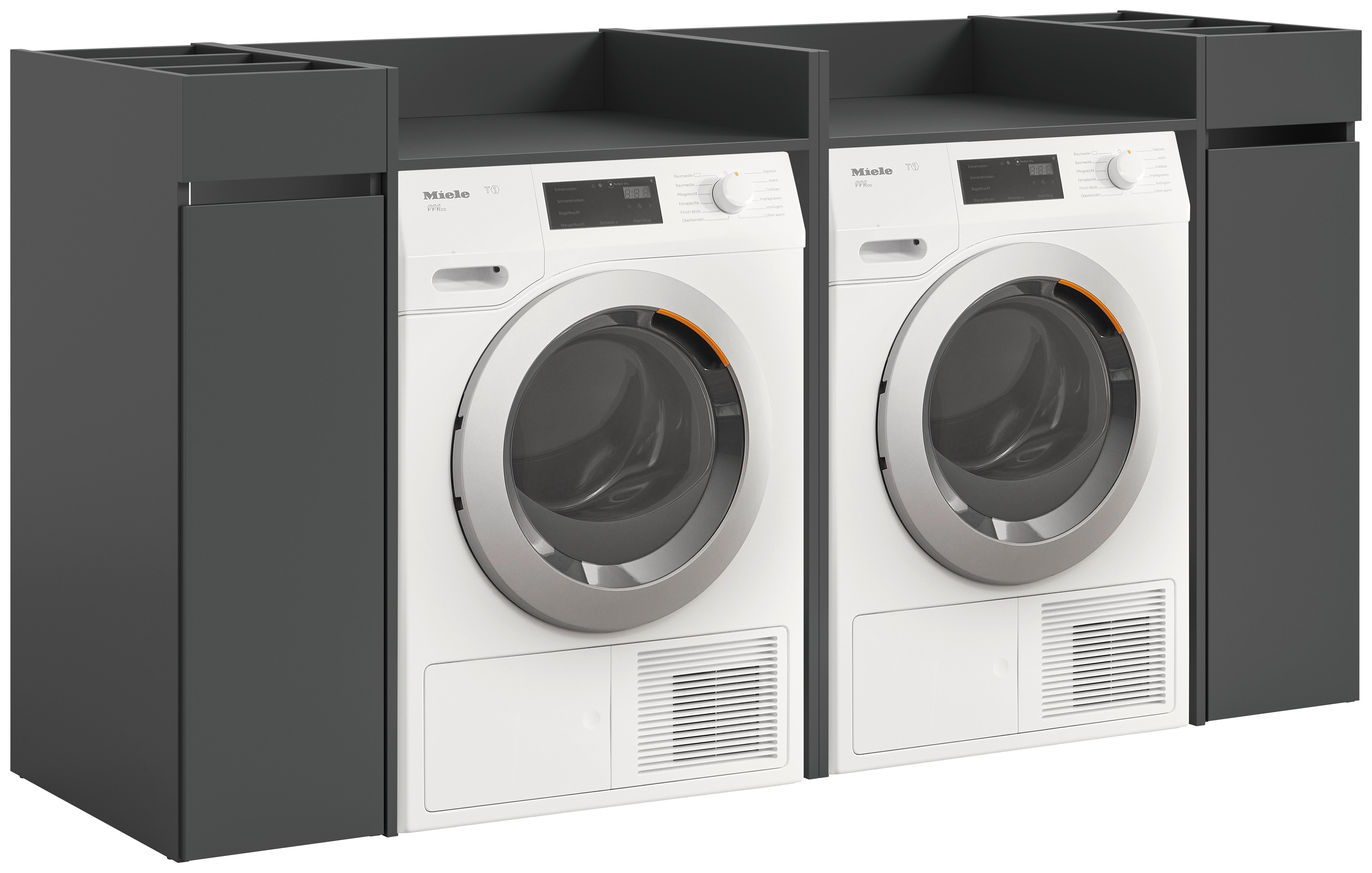 Skrinka na práčku Free Antracit - čierna/antracitová, Basics, kompozitné drevo/plast (190/101cm) - MID.YOU