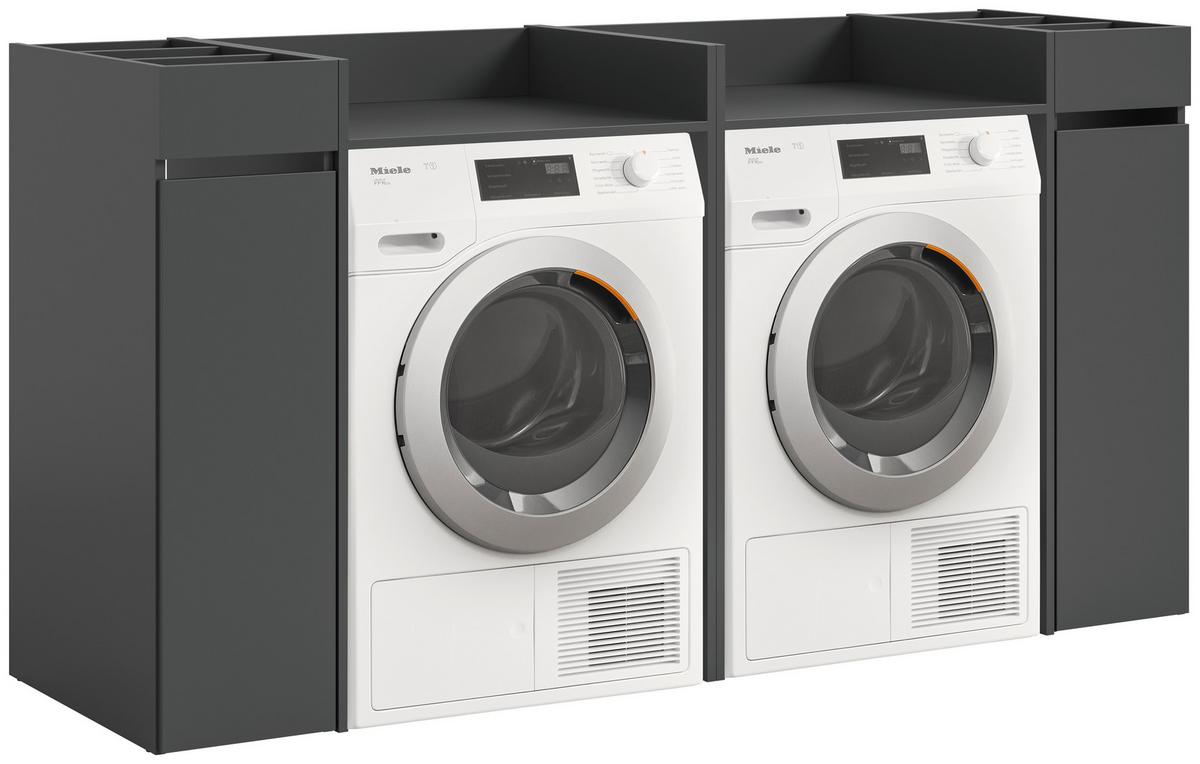 Waschmaschinenschrank Free Anthrazit B: 190cm - Anthrazit/Schwarz, Basics, Holzwerkstoff (190/101cm) - MID.YOU