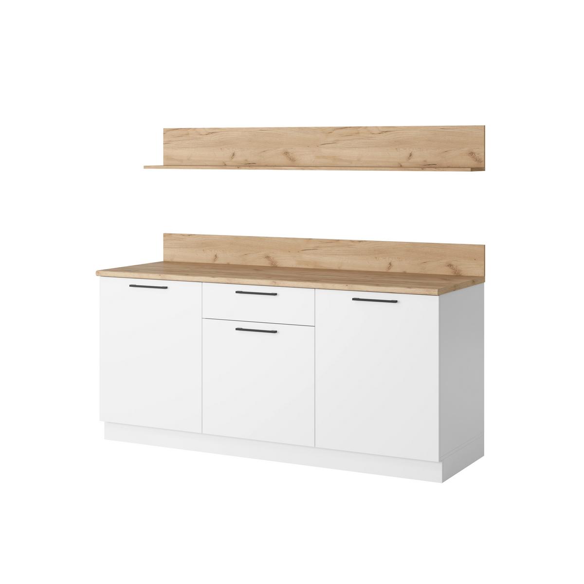 Kuchynský blok bez spotrebičov APIA, š.180 cm - čierna/biela, Modern, kompozitné drevo/plast (180/100/60cm)