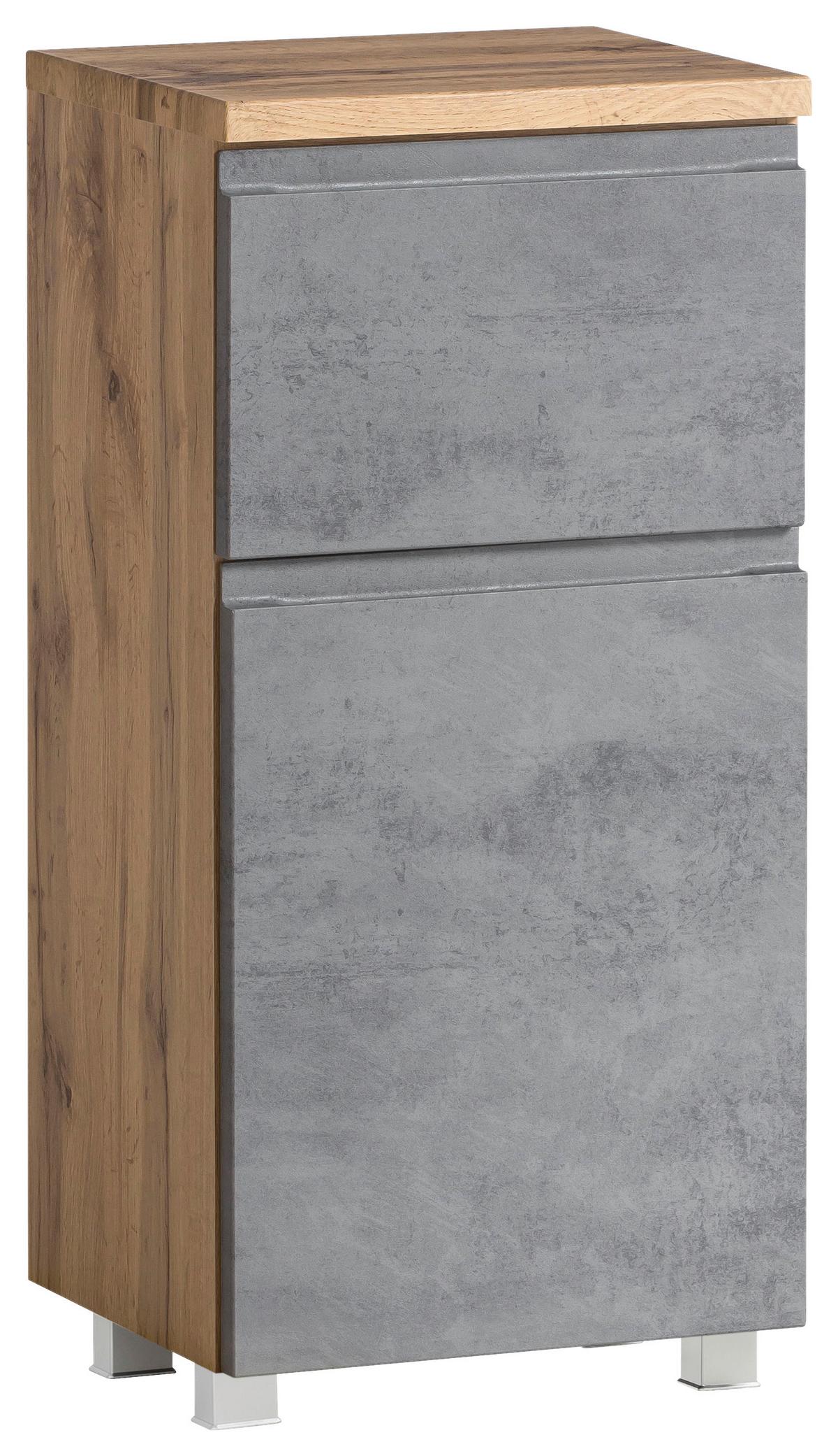 Unterschrank Varese B: 40 cm Hellgrau/Eiche Wotan - Eiche Wotan/Hellgrau, MODERN, Holzwerkstoff (40/79/35cm) - Held