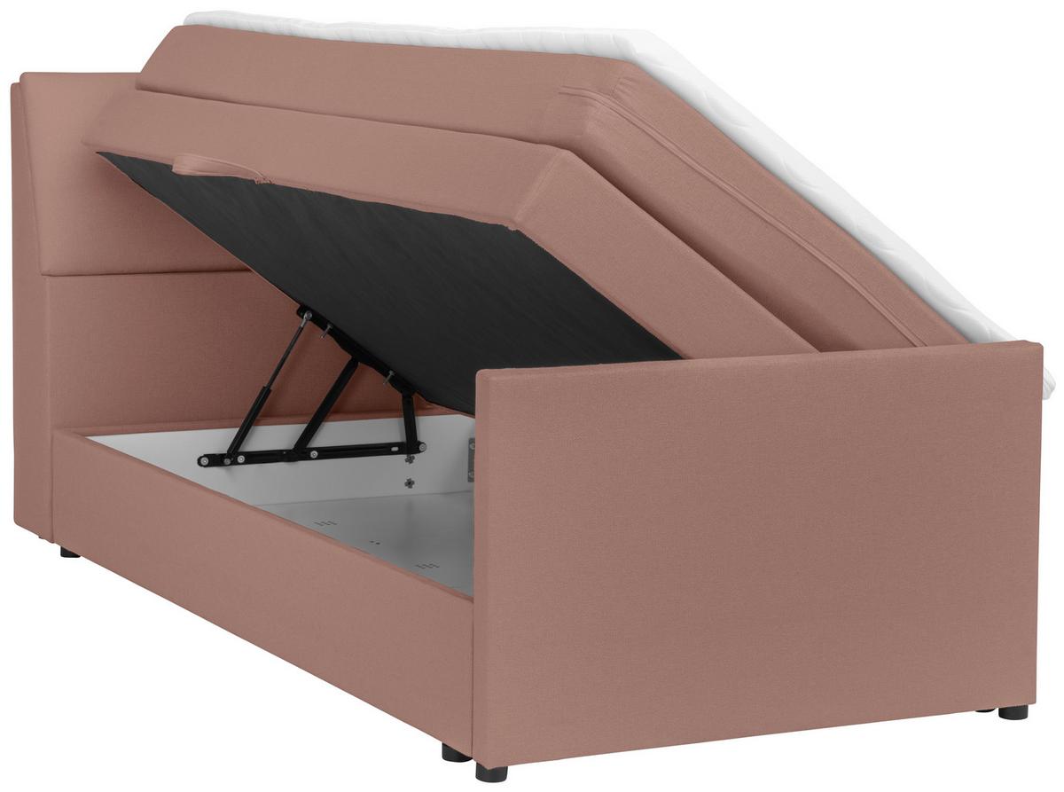 Boxspringbett Mit Bettkasten Nida 120x200 Cm Altrosa - Altrosa/Schwarz, MODERN, Holz/Textil (120/200cm) - MID.YOU