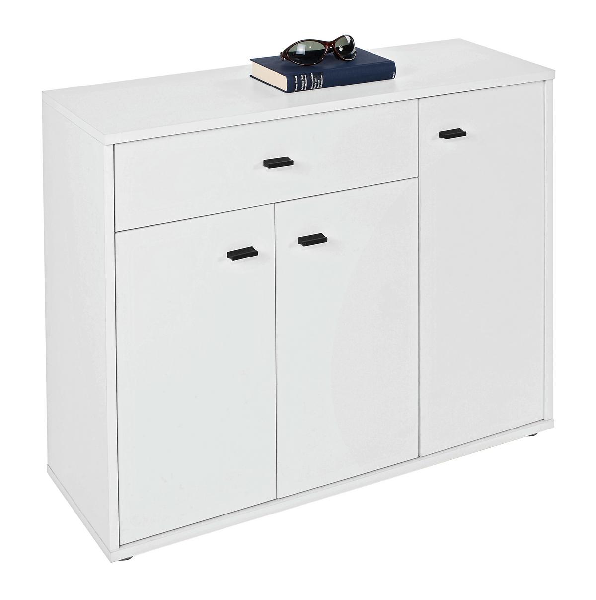 Kommode B 88 Cm Boni, Perlweiß Dekor - Weiß/Grau, MODERN, Holzwerkstoff (88/70/30cm)