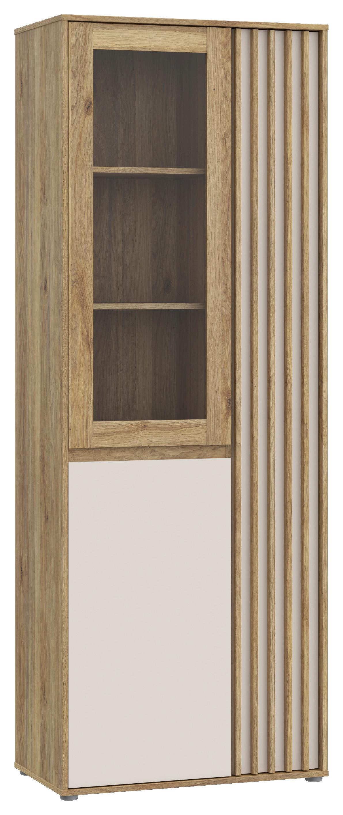 Vitrin Eliston - tölgyfa színű/homokszínű, Natur, műanyag/faalapú anyag (74/200,1/41,5cm) - Modern Living