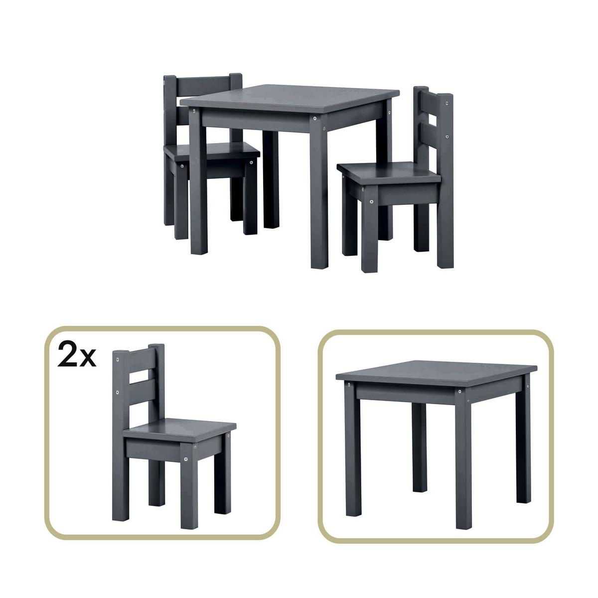 Kindersitzgruppe Bunde Mads Dunkelgrau - Dunkelgrau, MODERN, Holz - MID.YOU