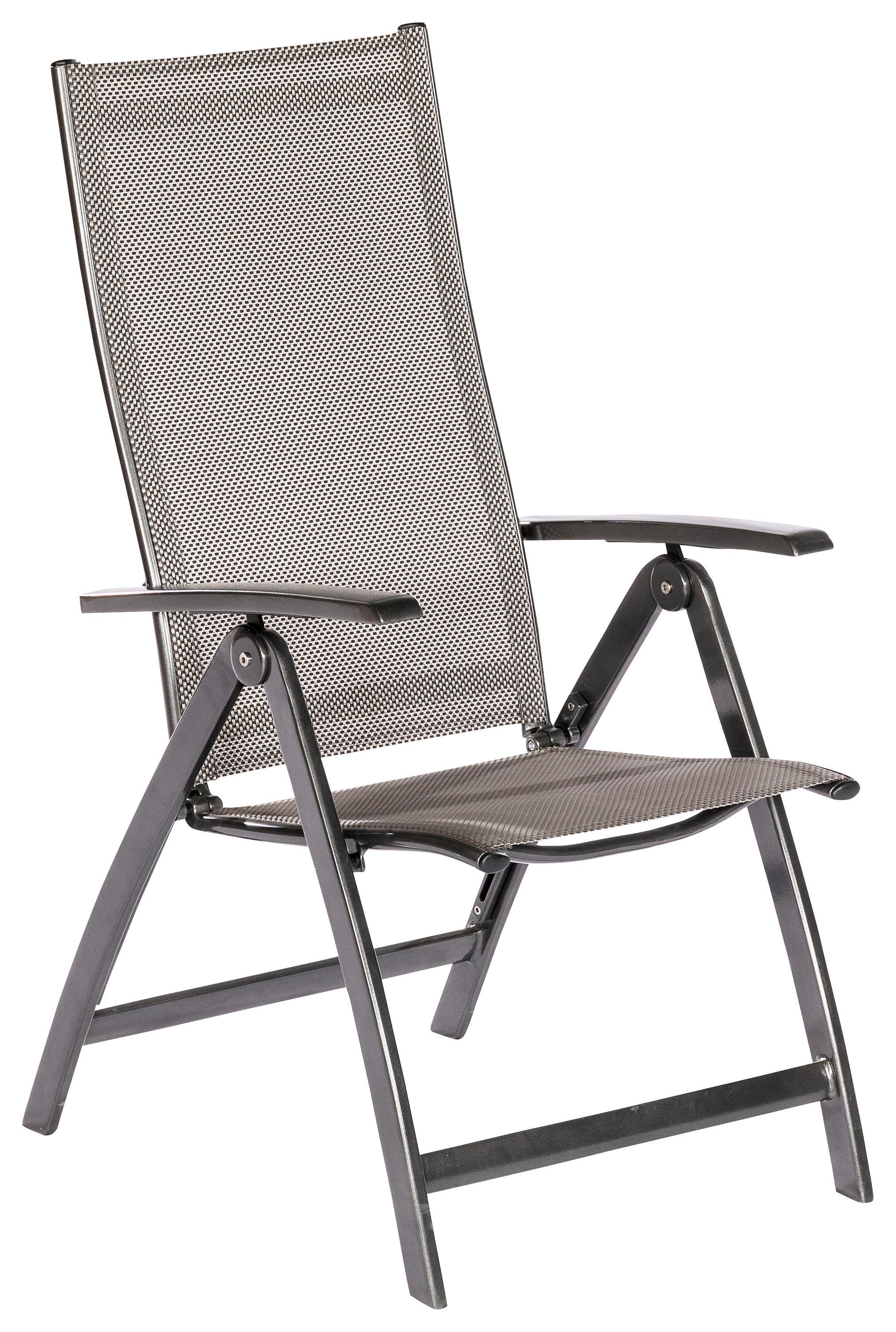 Gartensessel Klappbar Vicenza Aluminium - Graphitfarben/Grau, MODERN, Kunststoff/Metall (58/111/71cm) - Gardenson