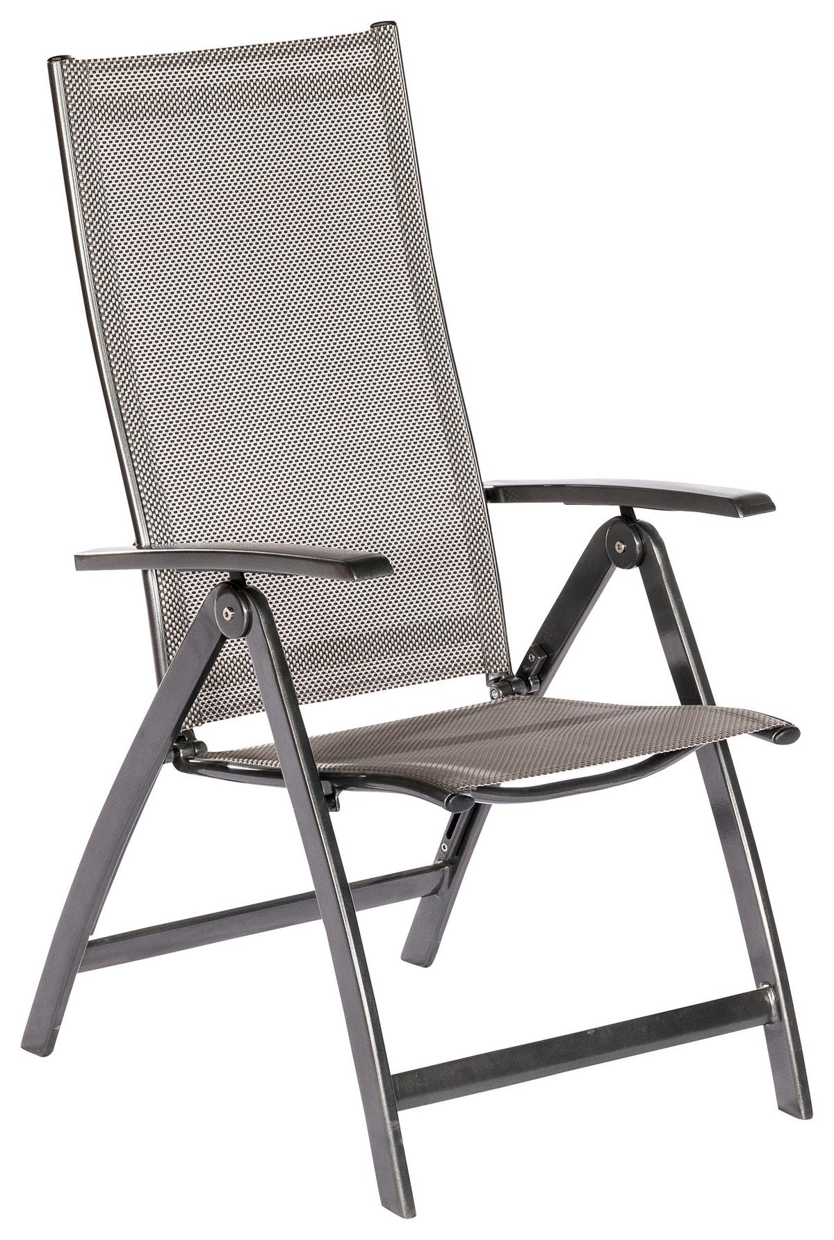 Gartensessel Klappbar Vicenza Aluminium - Graphitfarben/Grau, MODERN, Kunststoff/Metall (58/111/71cm) - Gardenson