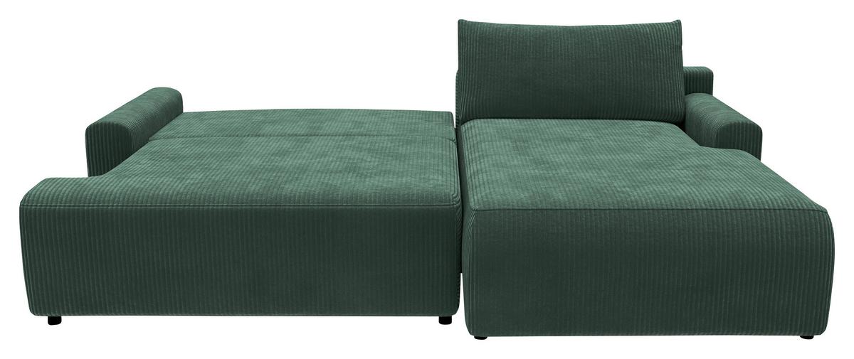 Eckschlafsofa Prag, Dunkelgrün S: 253x167 cm - Dunkelgrün/Schwarz, MODERN, Textil (253/167cm) - Trendmanufaktur