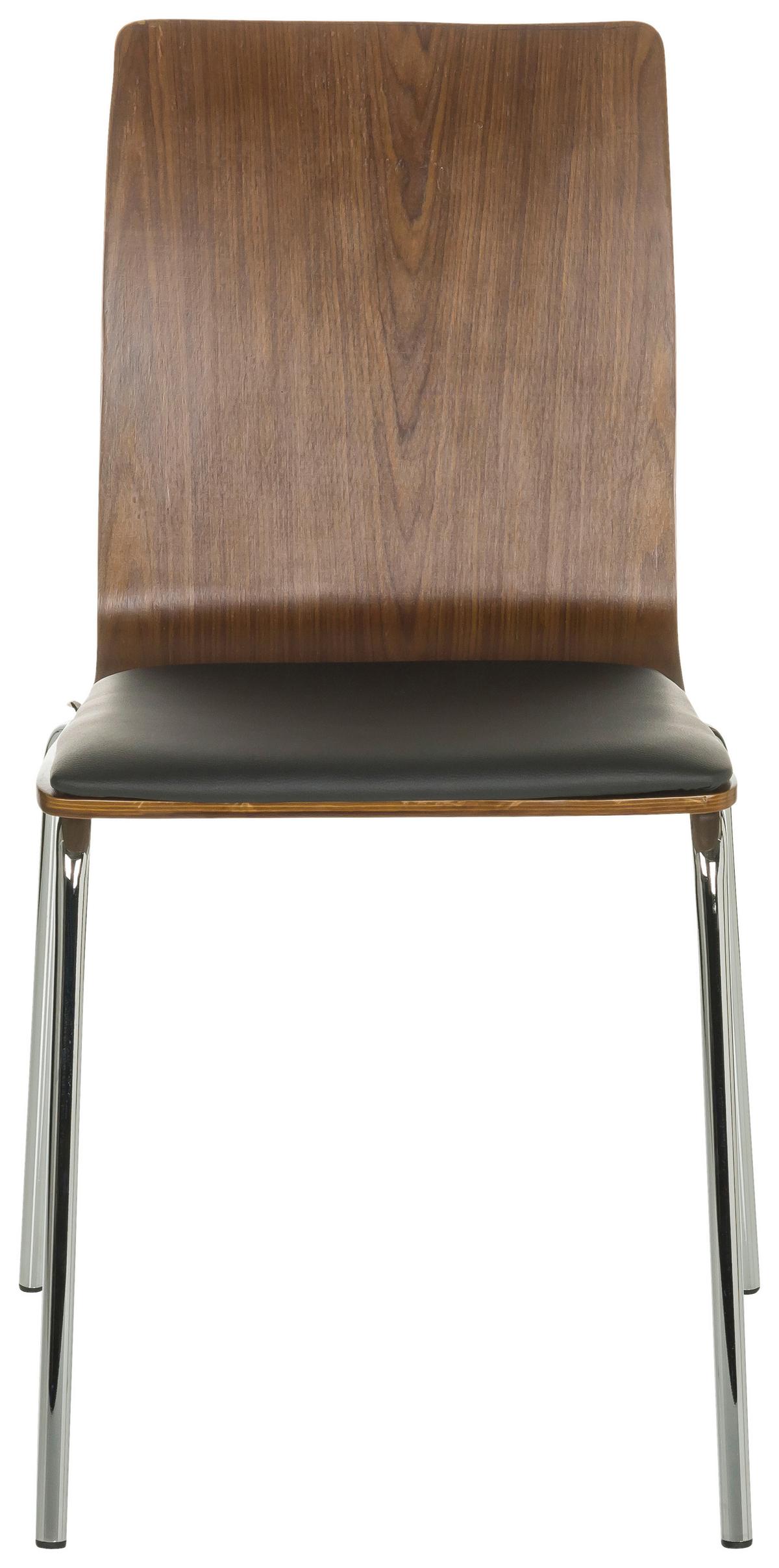 Besucherstuhl Peria - Silberfarben/Schwarz, Basics, Leder/Holz (50/86/55cm) - MID.YOU