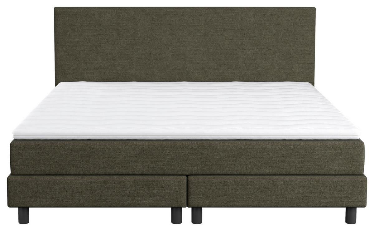Boxbett Mit Topper 160x200 Andorra - Dunkelgrün/Dunkelbraun, MODERN, Holzwerkstoff/Textil (160/200cm) - MID.YOU