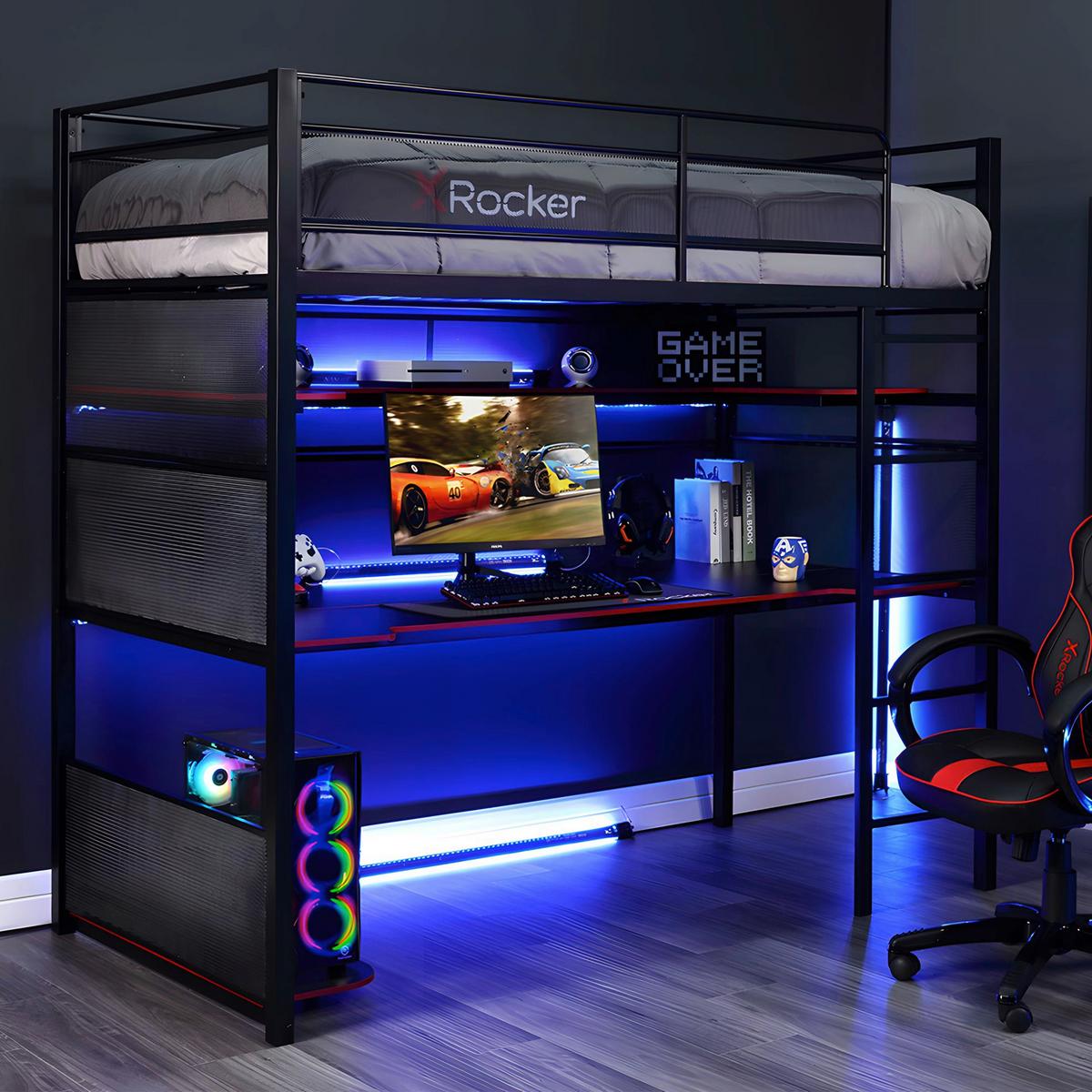 Hochbett Schwarz, Lf: 90x190 Cm - Schwarz, MODERN, Metall (90/190cm) - X Rocker