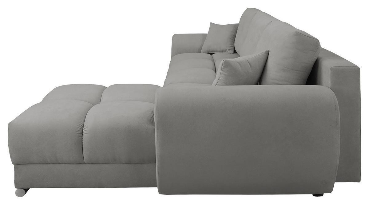 Ecksofa Azzuro Grau S: 256x175 Cm - Silberfarben/Grau, Design, Textil (256/175cm) - Livetastic