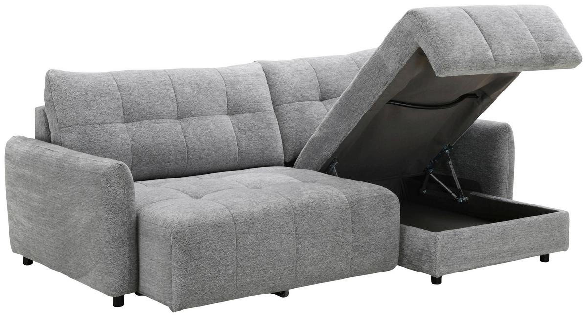 Elektrická sedačka LINA, obojstranná, sivá ženilka - čierna/sivá, Basics, kov/drevo (227/158cm)