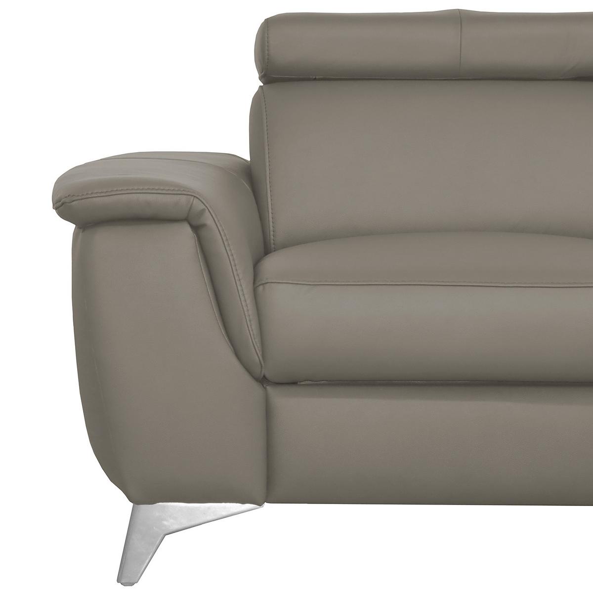Ecksofa Lince Schlammfarben S: 257x197 Cm - Chromfarben/Schlammfarben, Design, Leder/Textil (257/197cm) - Livetastic