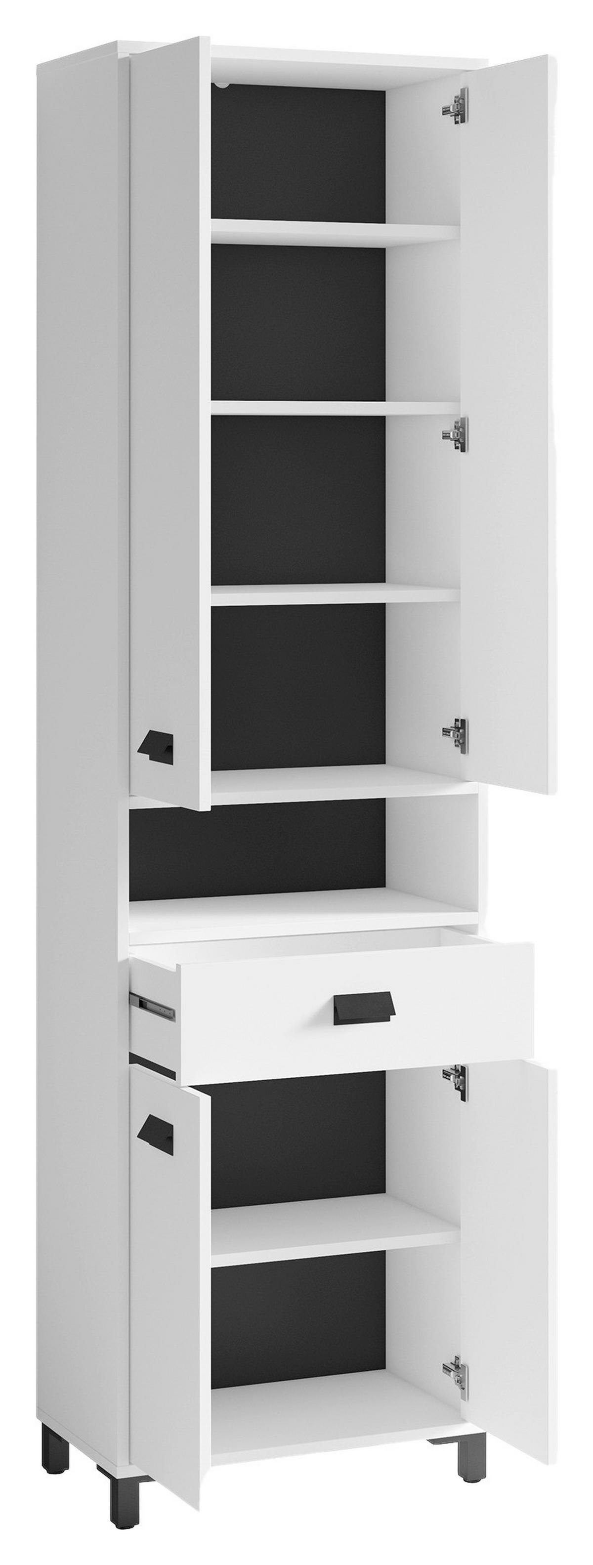 Hochschrank Wellness Weiß/Schwarz B: 54 cm - Schwarz/Weiß, MODERN, Holzwerkstoff (54/193/31cm) - MID.YOU