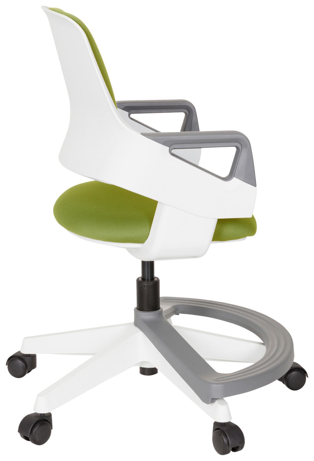 Jugenddrehstuhl Kid Flex Olivgrün B: 53 cm - Olivgrün/Weiß, MODERN, Kunststoff/Textil (53/80 - 93/60cm) - MID.YOU