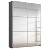 Schwebetürenschrank Mit Spiegel 131cm Reflect, Grau - Silberfarben/Graphitfarben, MODERN, Glas/Holzwerkstoff (131/210/59cm)