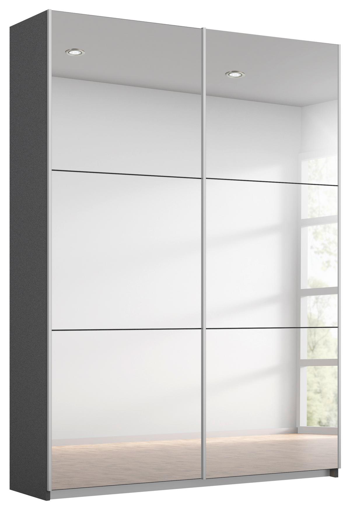 Schwebetürenschrank Reflect Inkl. Inneneinteilung, 2 Körbe - Silberfarben/Grau, MODERN, Holzwerkstoff (131/210/59cm)