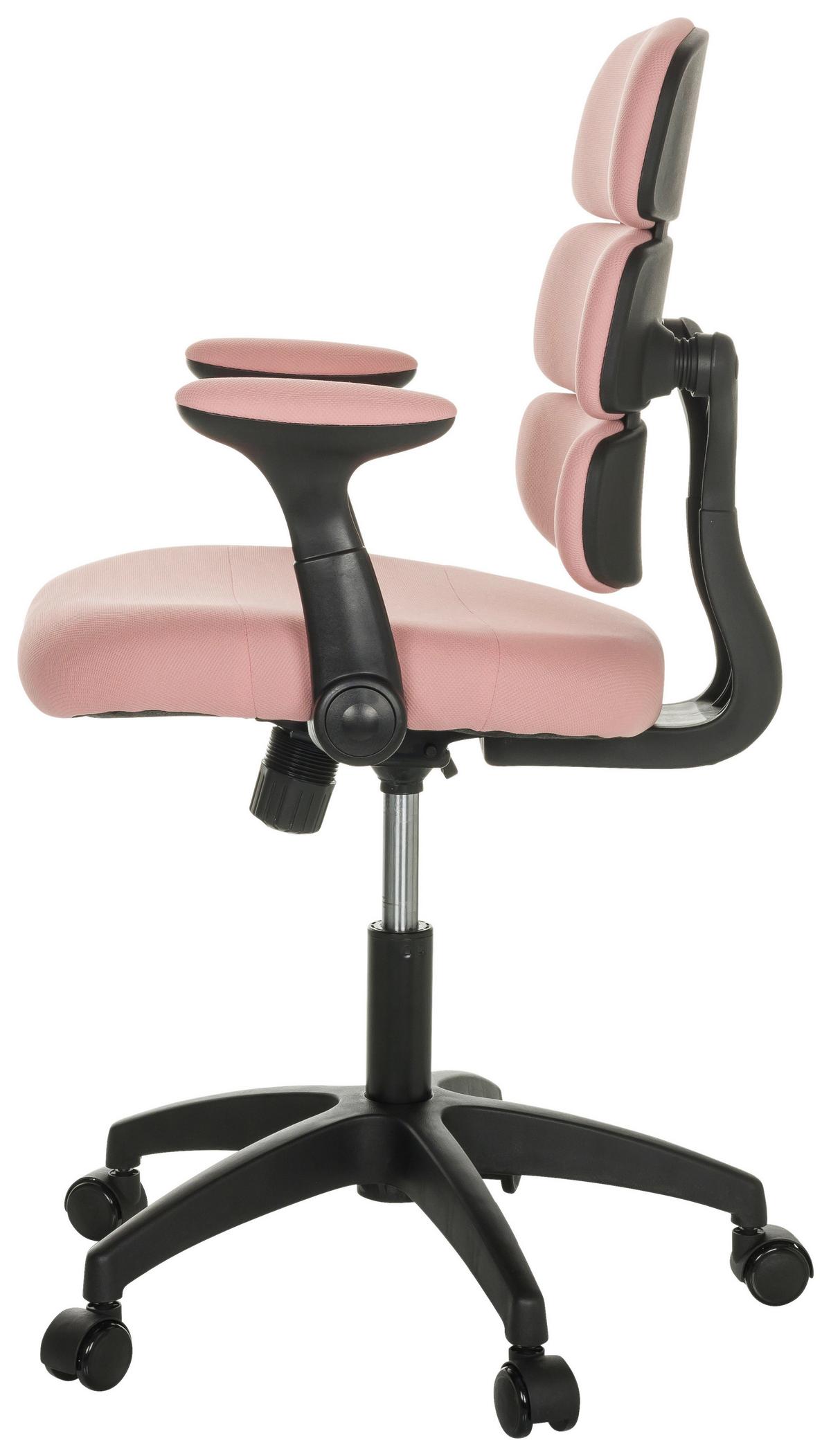 Jugenddrehstuhl Kid Ergolino B mit Armstützen Rosa Bis 100 Kg - Schwarz/Rosa, Basics, Kunststoff/Textil (62/86-97/62cm) - MID.YOU