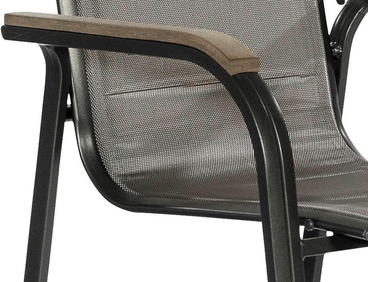 Gartensessel Stapelbar Trivero Metall/Textil - Graphitfarben/Braun, KONVENTIONELL, Textil/Metall (60/108/74cm) - Gardenson